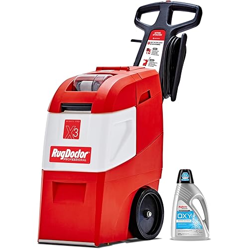 Rug Doctor X3 Commercial Carpet Cleaner – Large Red Oxy Pro Pack, Exclusive Vibrating Brush Spray Scrub and Extract Embedded Dirt and Grime, 48 oz. Oxy Cleaning Solution