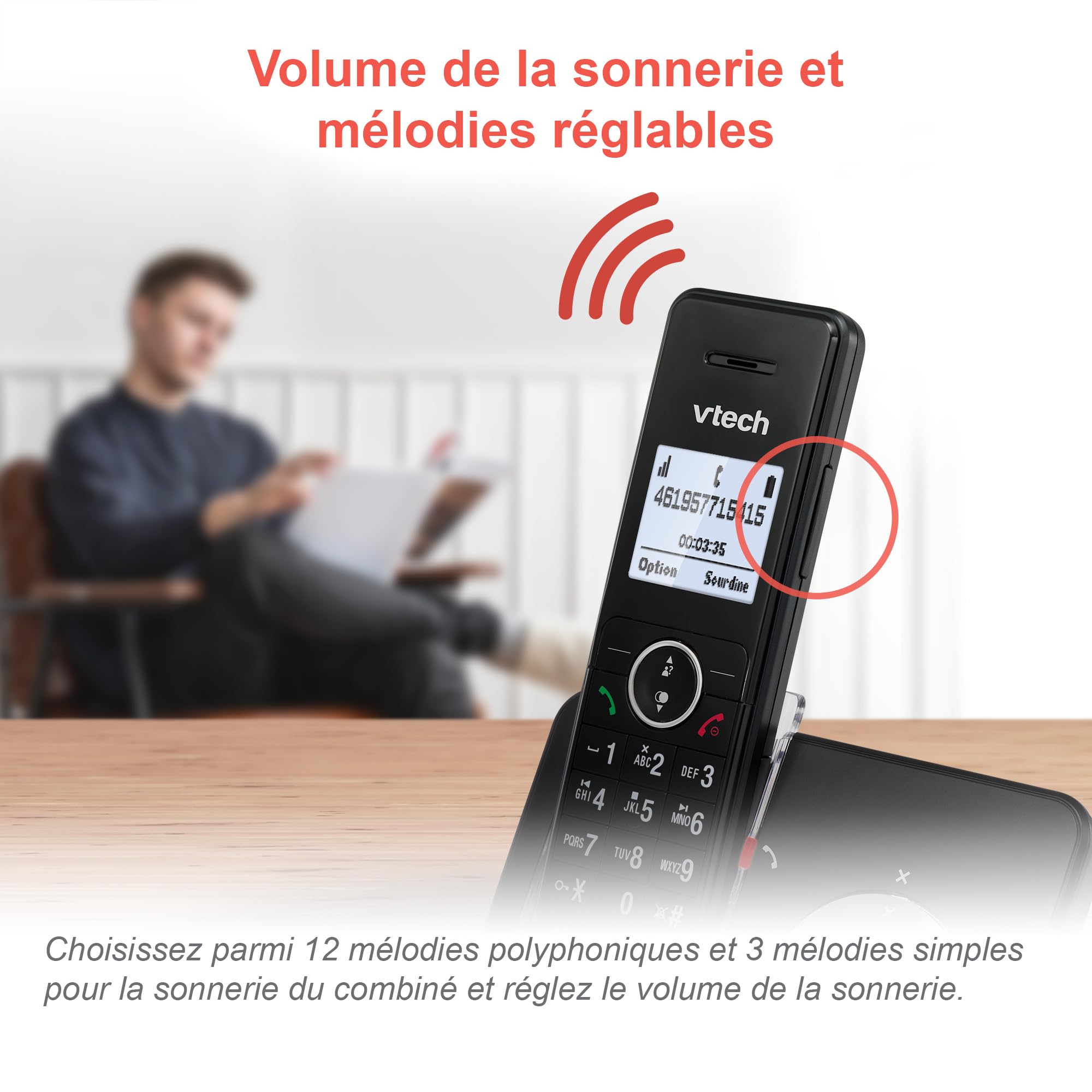 VTech MS3050 Téléphone Fixe sans Fil DECT avec Blocage d'appel, répondeur, Identification de l'appelant/Appel en Attente, amplificateur de Volume, Haut-Parleur Mains Libres, numérotation Rapide