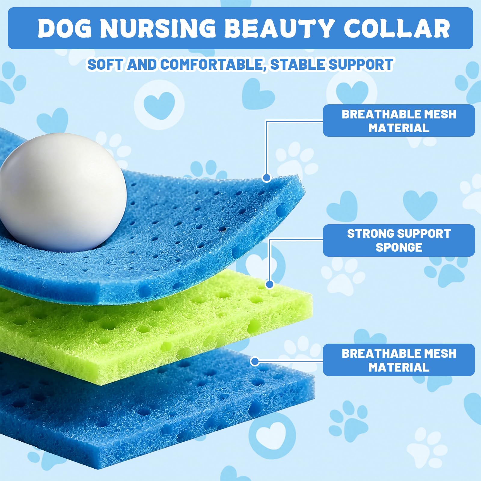 Collarín para perro suave, talla L, cuello isabelino para perros, ajustable y transpirable, protección contra fugas para perros grandes