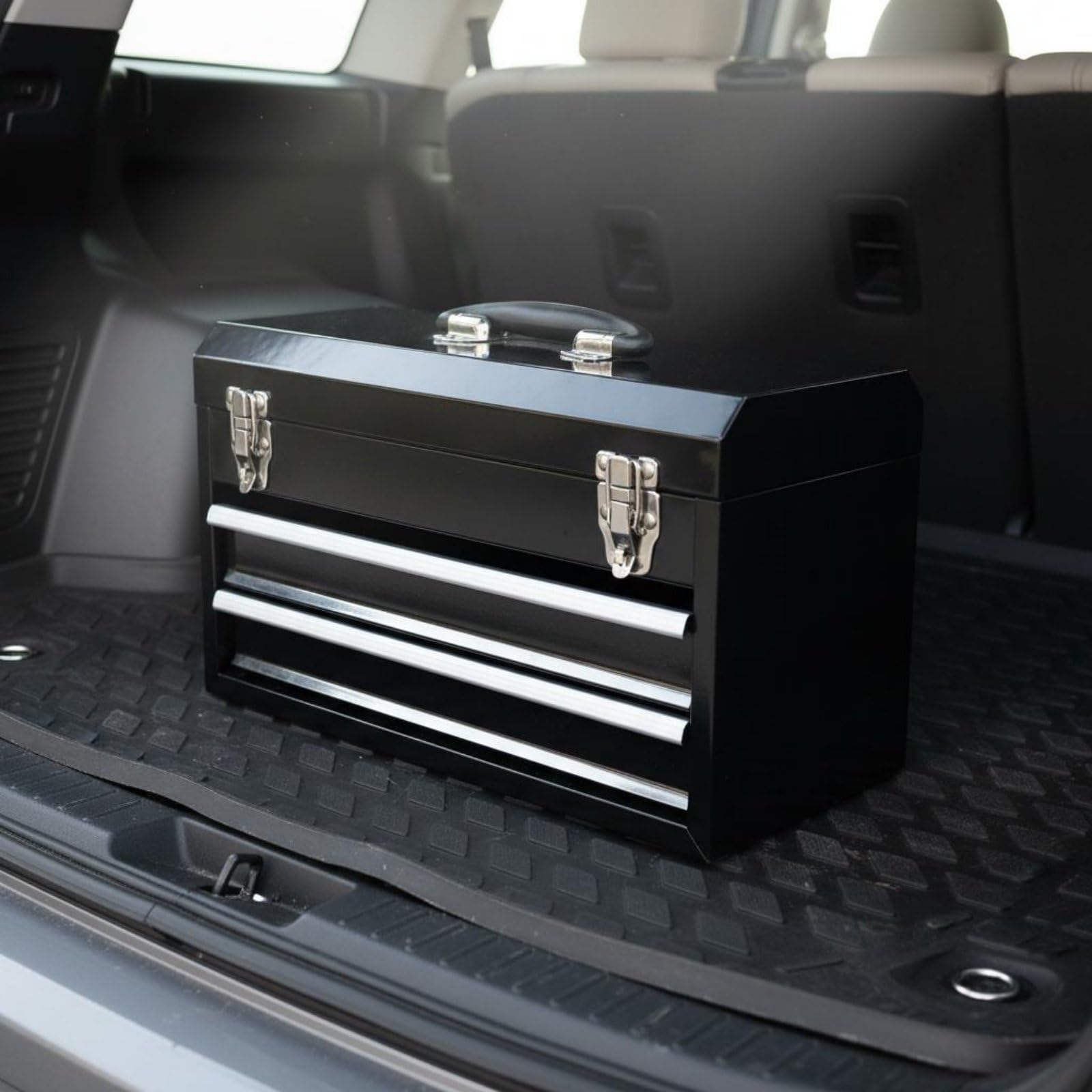 Cassetta Attrezzi a 2 Cassetti Resistente Scatola Portautensili Portatile Robusto Armadietto Attrezzi con Maniglia per Garage
