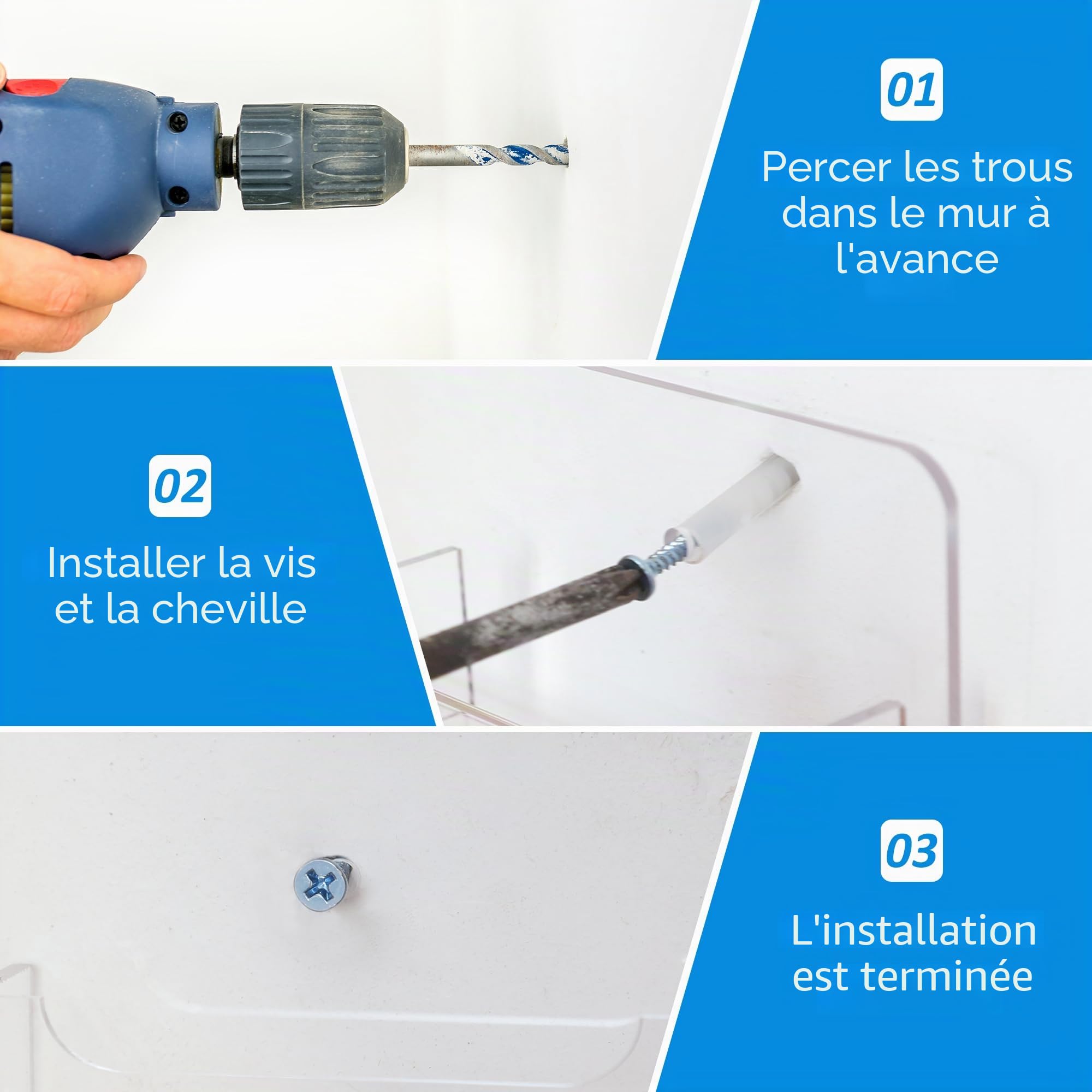 Porte-cartes de visite en acrylique 16 poches support mural clair