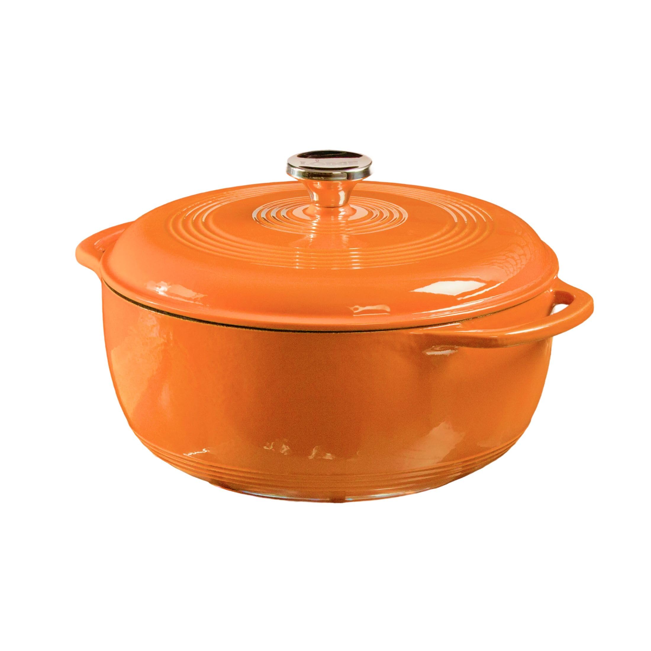 Lodge 5.68 litre / 6 quart Cast Iron/Porcelain Enamel Dutch Oven/Casserole Dish, Pumpkin