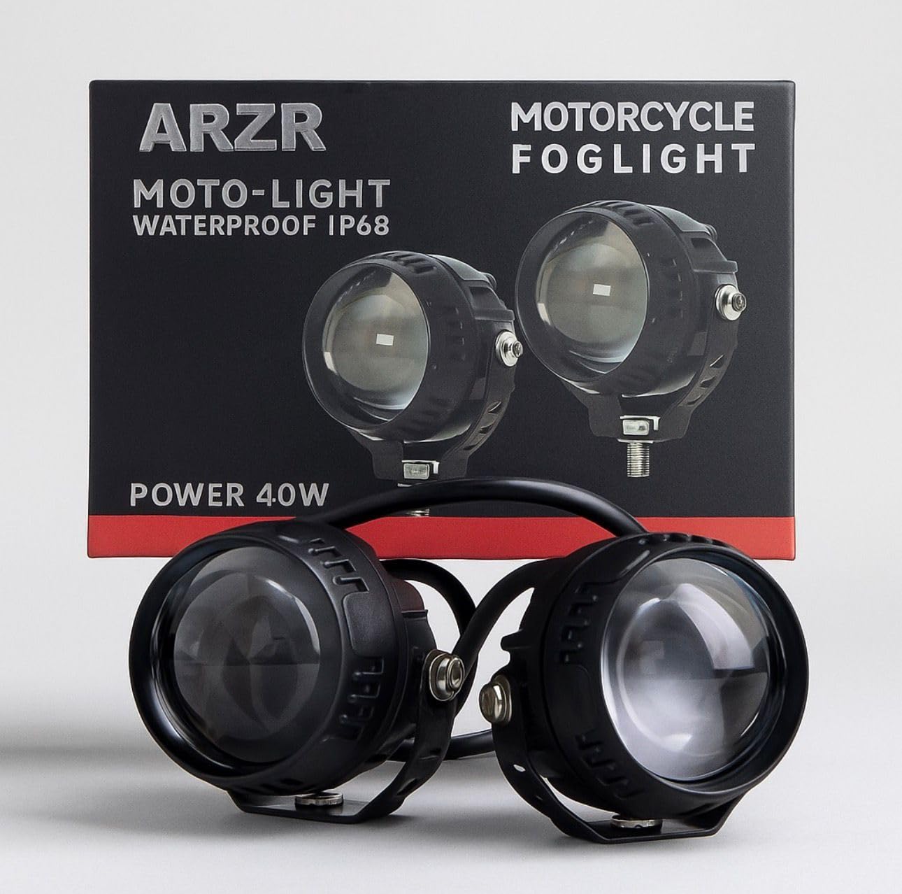 ARZR 40W LED Motorcycle Fog Light Dual Color White Yellow Beam IP68 Waterproof Projector Auxiliary Driving Light for Bike (Pack of 2)-image-41