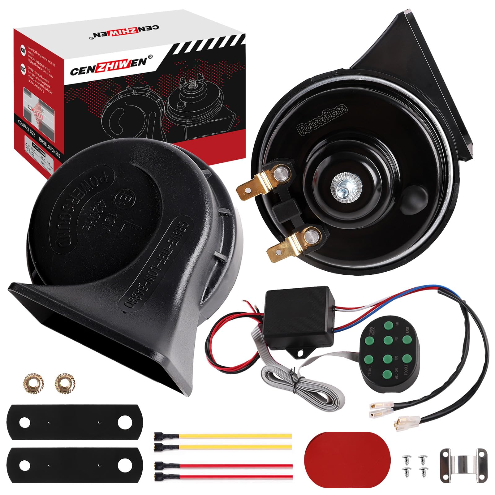 Musical Car Horn with Controller 12v Motorcycle Horns High/Low Tone Metal Dual Horns Kit Waterproof with Cars, Motorbike,Pickup. Alternative Electronic Components for Cars and truck ? (8-tone)