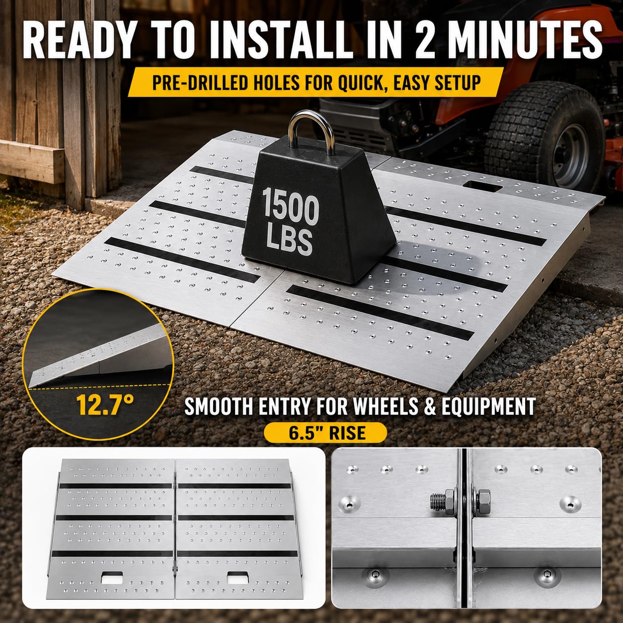 Heavy Duty Shed Ramps - 1500 LBS, Anti-Slip -2