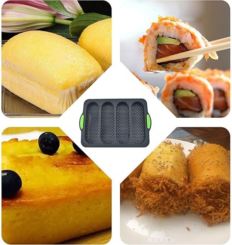Miniatura 20 de Molde de silicona para baguette, antiadherente de 3 olas, pan de tostada francesa, molde para hornear, moldes de silicona perforados, molde para 3