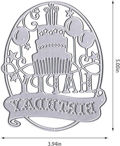 Miniatura 2 de Troqueles de corte de metal de feliz cumpleaños para hacer tarjetas, globos y estrellas, marco de fondo, troquelado en relieve, plantilla para