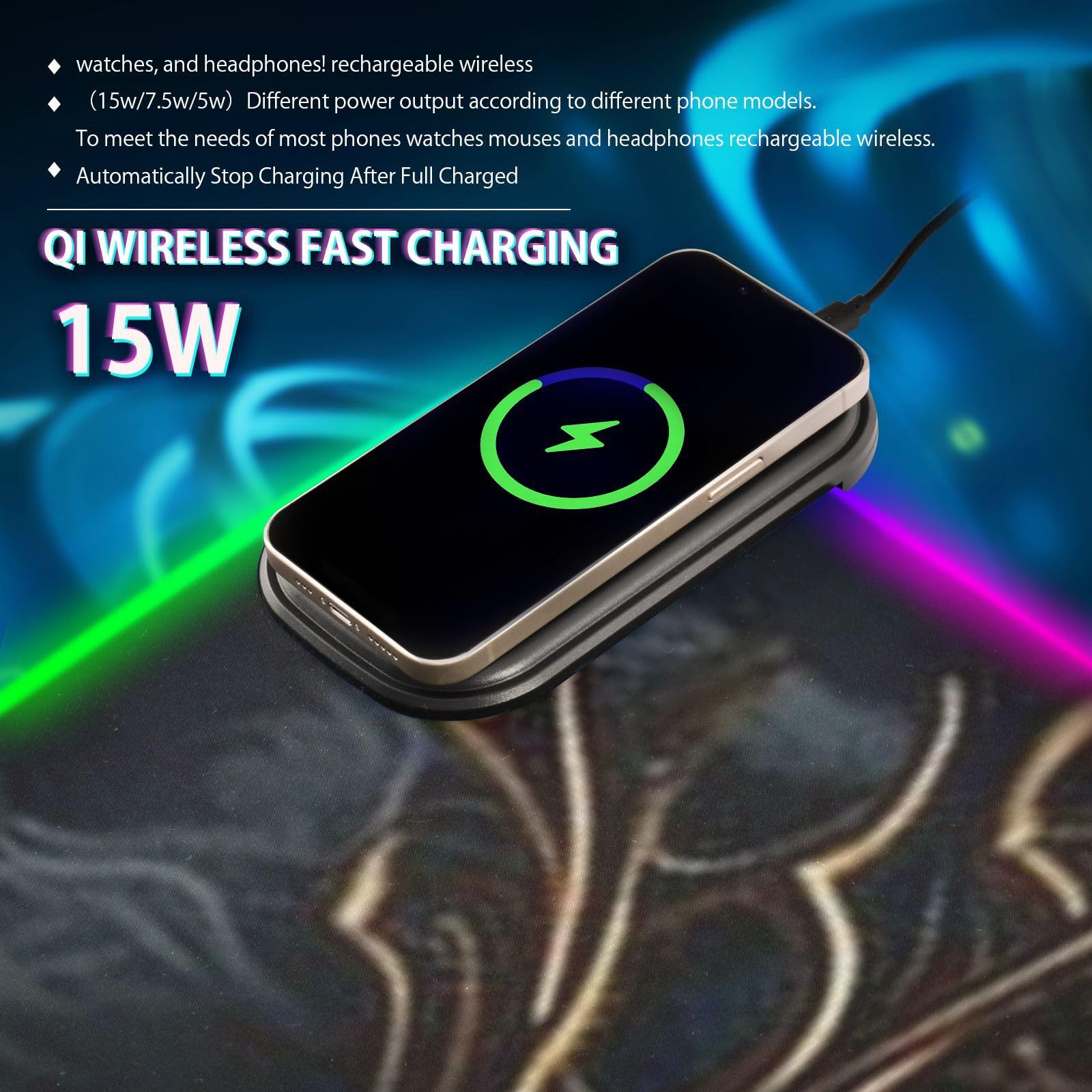 Nero Oro Fierce Tigri Ricarica Wireless Incandescente grande animale pad gaming animale tappetino gigante mouse sottile viaggio 80x30 cm