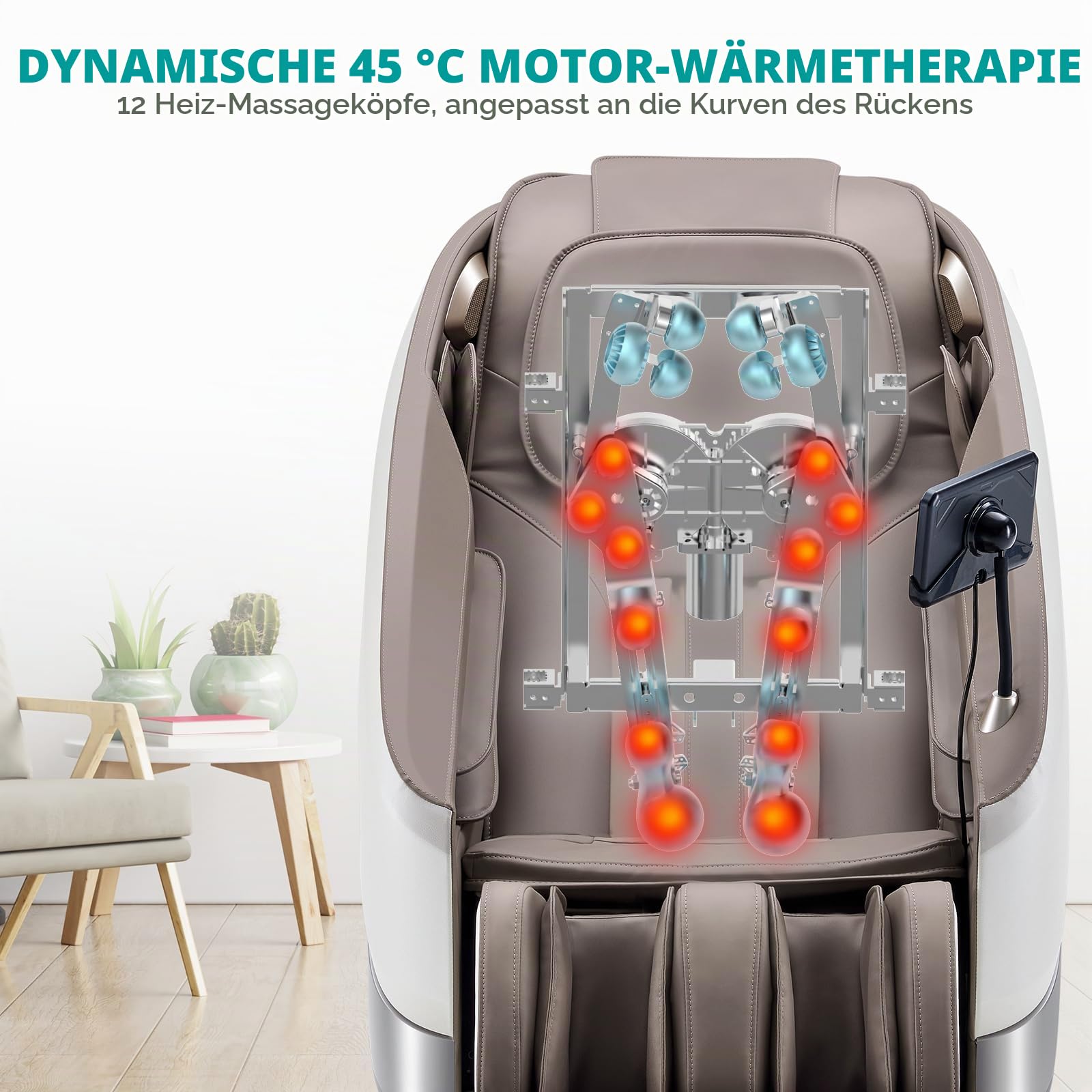Massagesessel, Tai Chi Massagestuhl für Ganzkörpermassage mit Wärmetherapie, Meister für Nacken- und Schultermassage, für Zuhause, Hotels, Salons, Büros verwenden (Grau mit Aufbauservice)