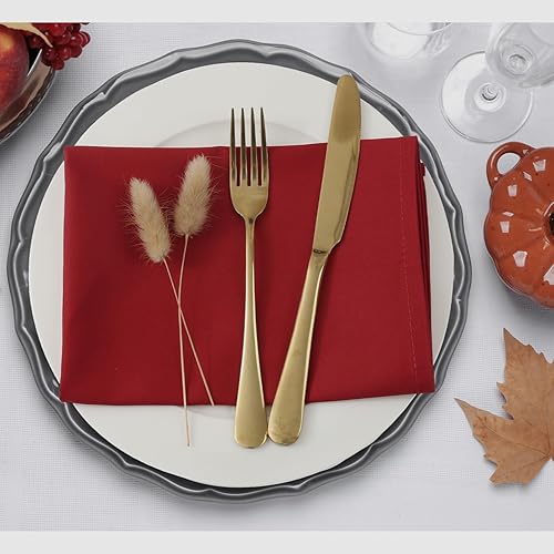 Miniatura 6 de Juego de 6 servilletas de tela roja, servilletas de tela gruesa de 18 x 18 pulgadas, servilletas de cena 100% algodón, decoraciones de mesa de