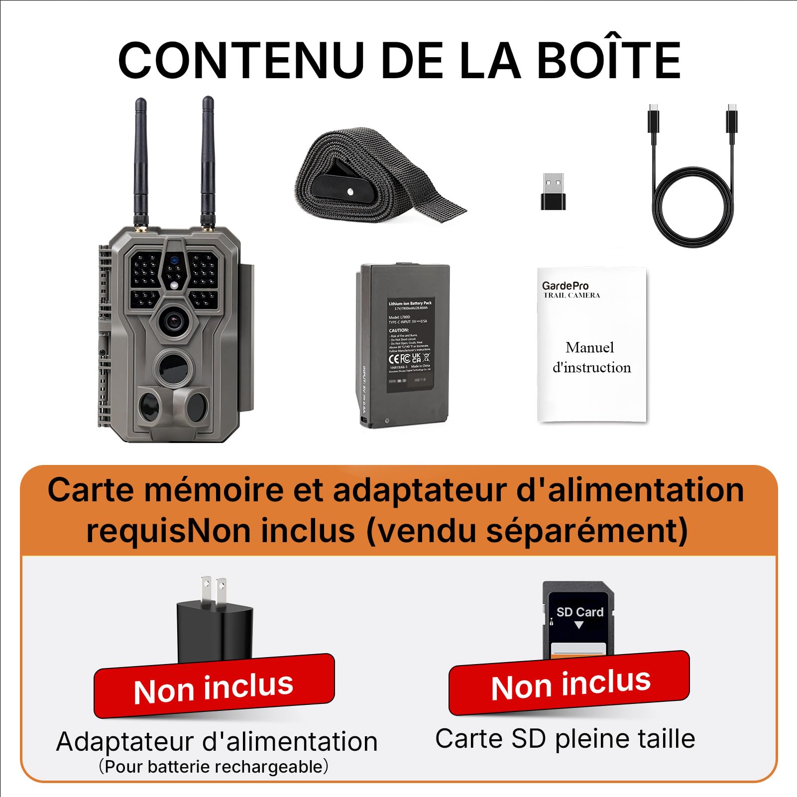 GardePro E8 2.0 Pro 4K Camera de Chasse WiFi, Batterie de 7800 mAh | Portée WiFi de 50 Mètres, 64MP Caméra de Chasse Connectée Telephone, Camera Vision Nocturne Animaux Exterieur