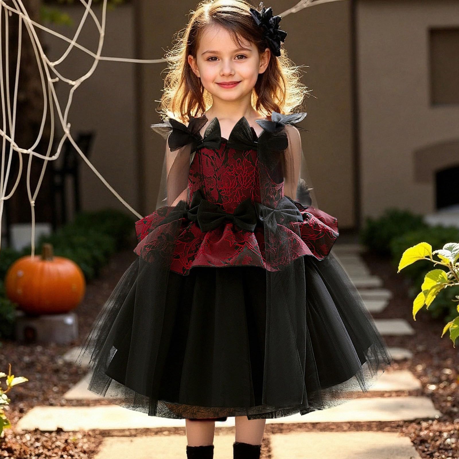 Genérico Disfraz Halloween NiñA 4-5 AñOs - Vestidos para niñas, vestido con capa y tela de satén para niñas, atuendo de fiesta, perfecto para uso diario, ideal para edades de 3 a 8 años