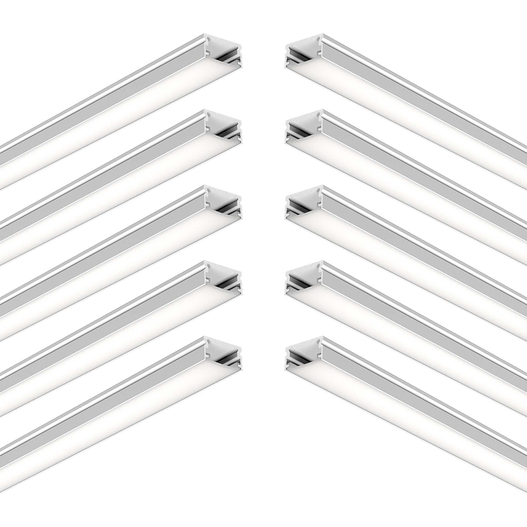 G.W.S® Surface Mounted LED Profile, 10-Pack Aluminium Channel for LED Strip Light, 1 Metre 13.1mmx8mm (107-M1308) — image 1