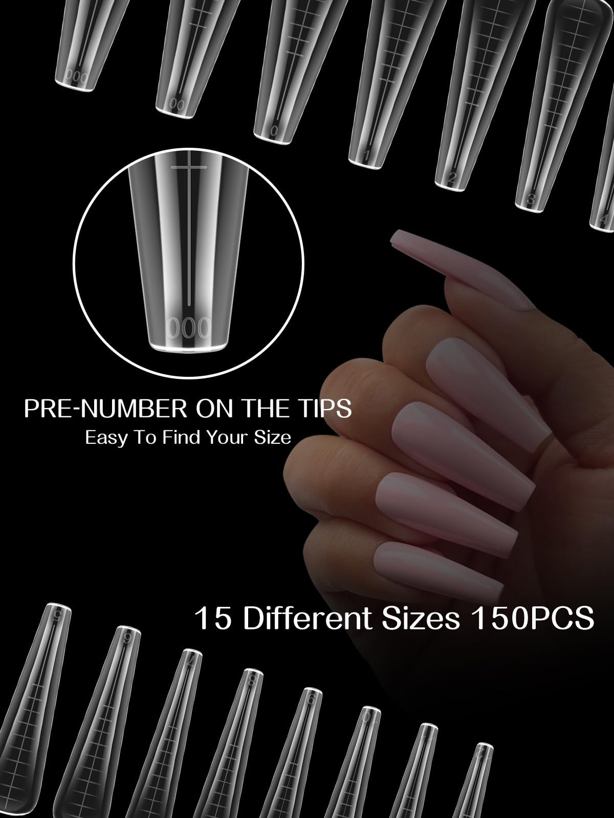 TOROKOM 150 Forme 15 Misure Doppie per Poly Gel - Stampini Professionali per Estensioni Rapide, Ideali per Nail Art in Salon & Fai da Te