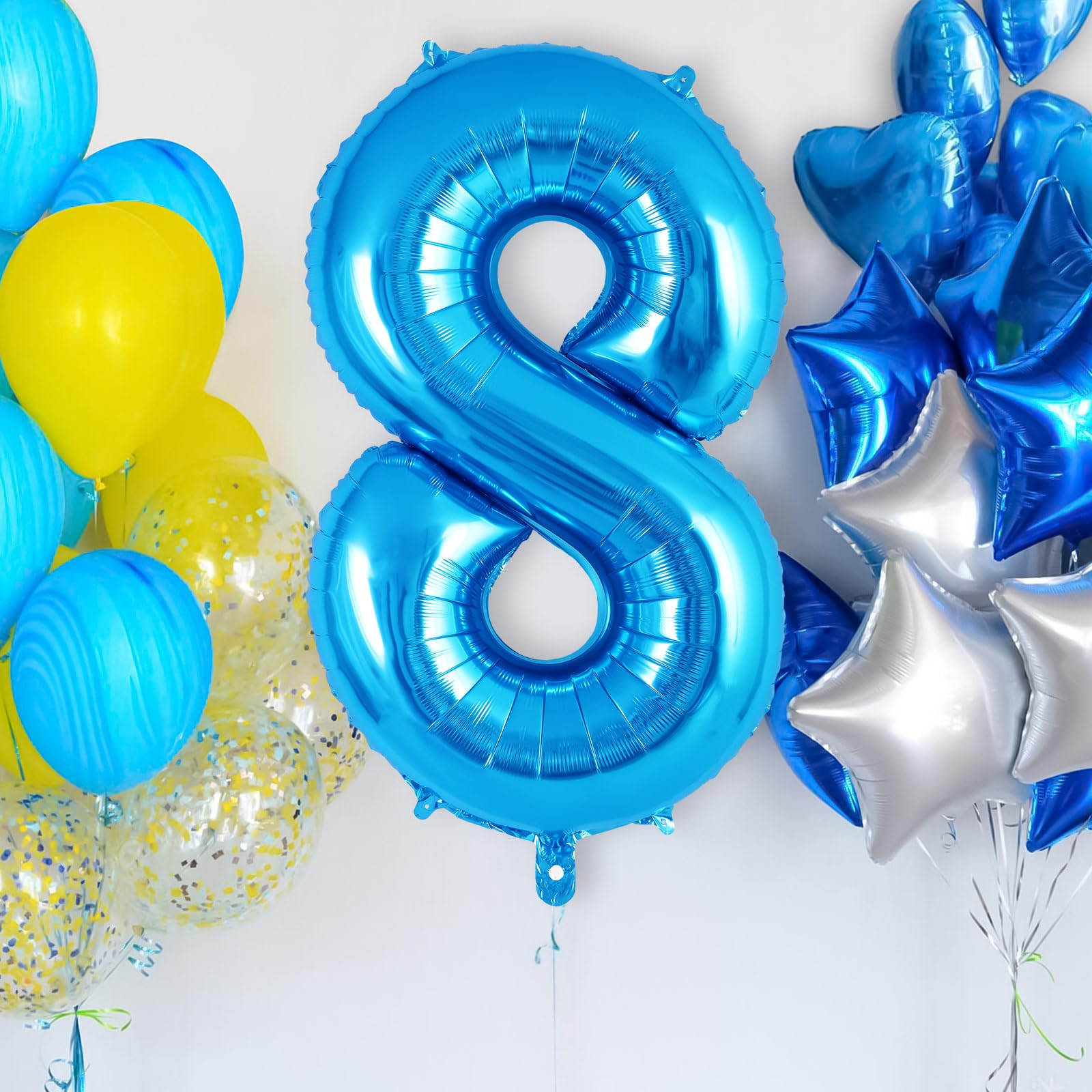 Blue Number 8 Balloon 40 Inch, Big Large Foil Helium Number Balloons, Jumbo Giant Mylar Number 8 Balloons for 8 Year Old Birthday Party Decorations Supplies Anniversary Celebration