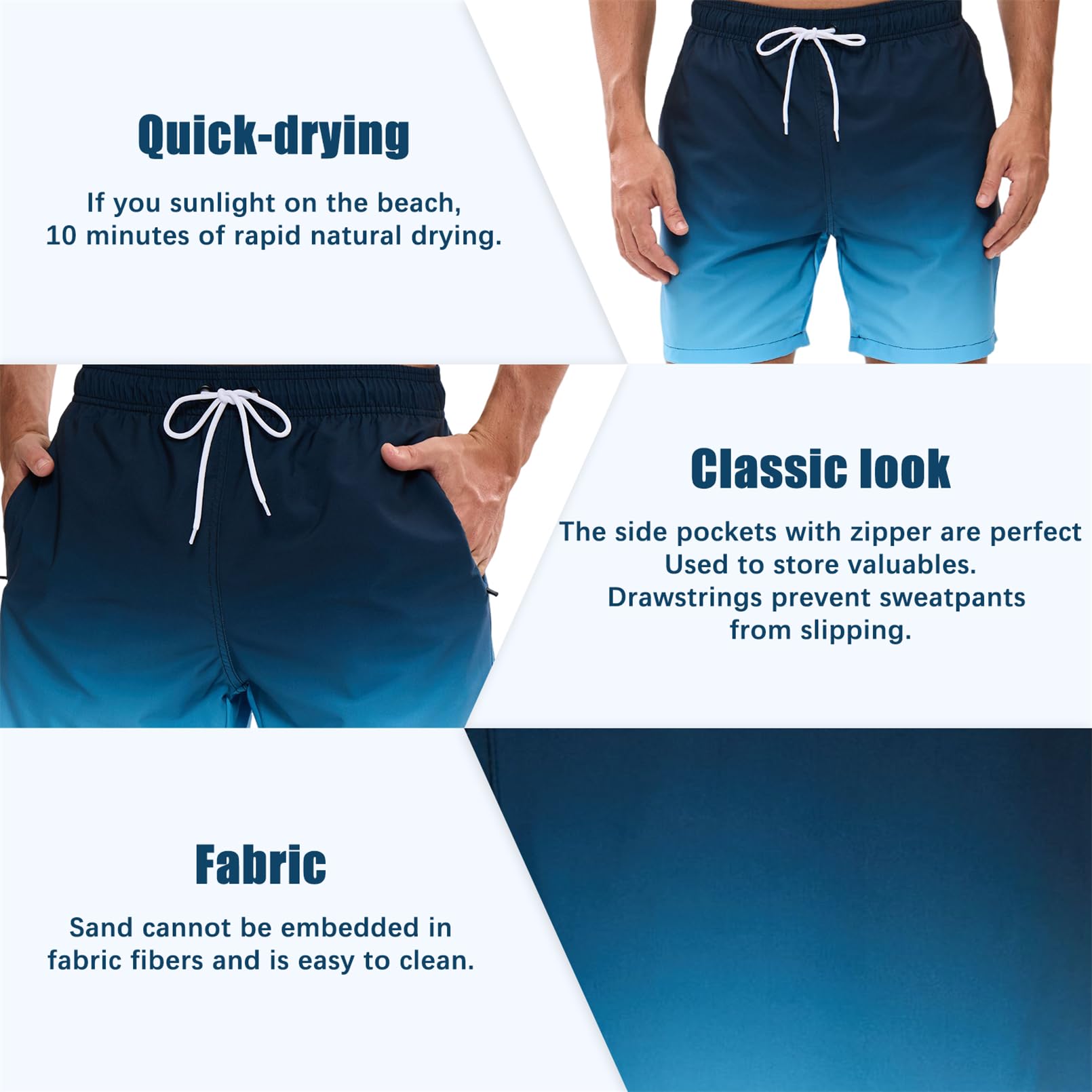 Vorvowry Costume Uomo Mare Calzoncini Asciugatura Rapida Costumi da Bagno Impermeabile Boxer con Tasca Estivi Pantaloncini Uomo Colore Sfumatore per Nuoto Corsa Fitness