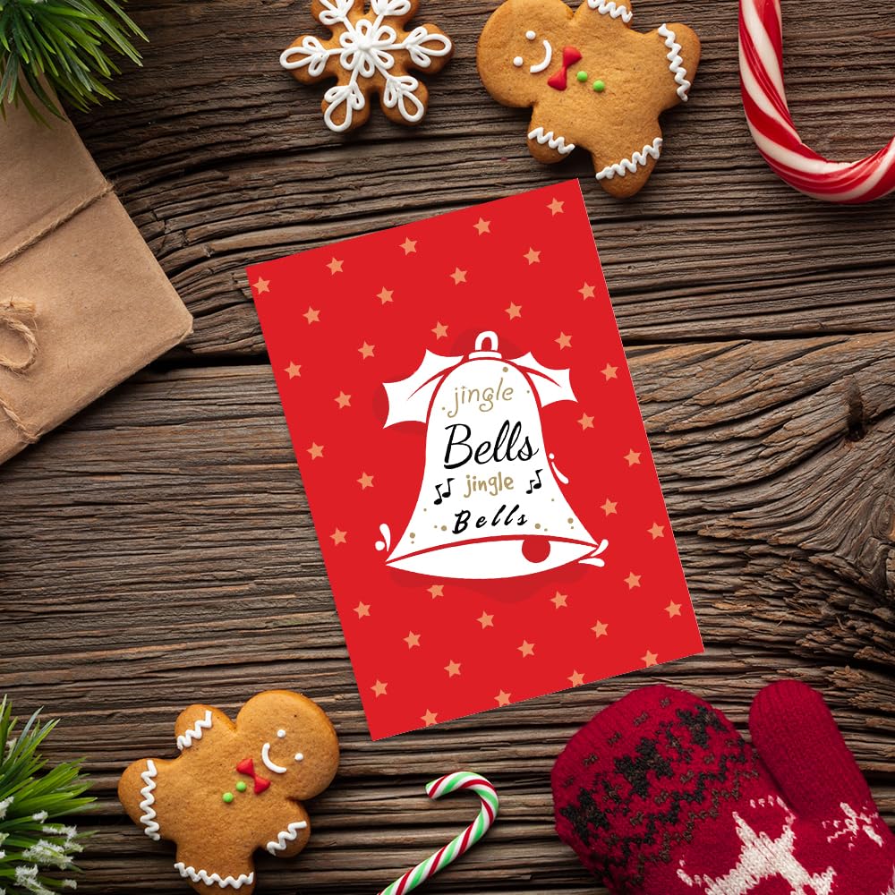 Cartolina 22.9x15.2cm Biglietto Di Natale Tradizionale - Design Festivo Per Tutta La Famiglia | 22,9 X 15,2 Cm | Finitura Lamina D'Oro Biglietto Festivo Famiglia - Foto 7