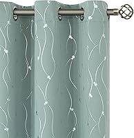 Vista 117 de BGment Room Darkening Curtains 95 Inches Long, Grommet Thermal Insulated Blackout Curtains with Wave Line and Dots Printed for Bedroom, 2 Panels