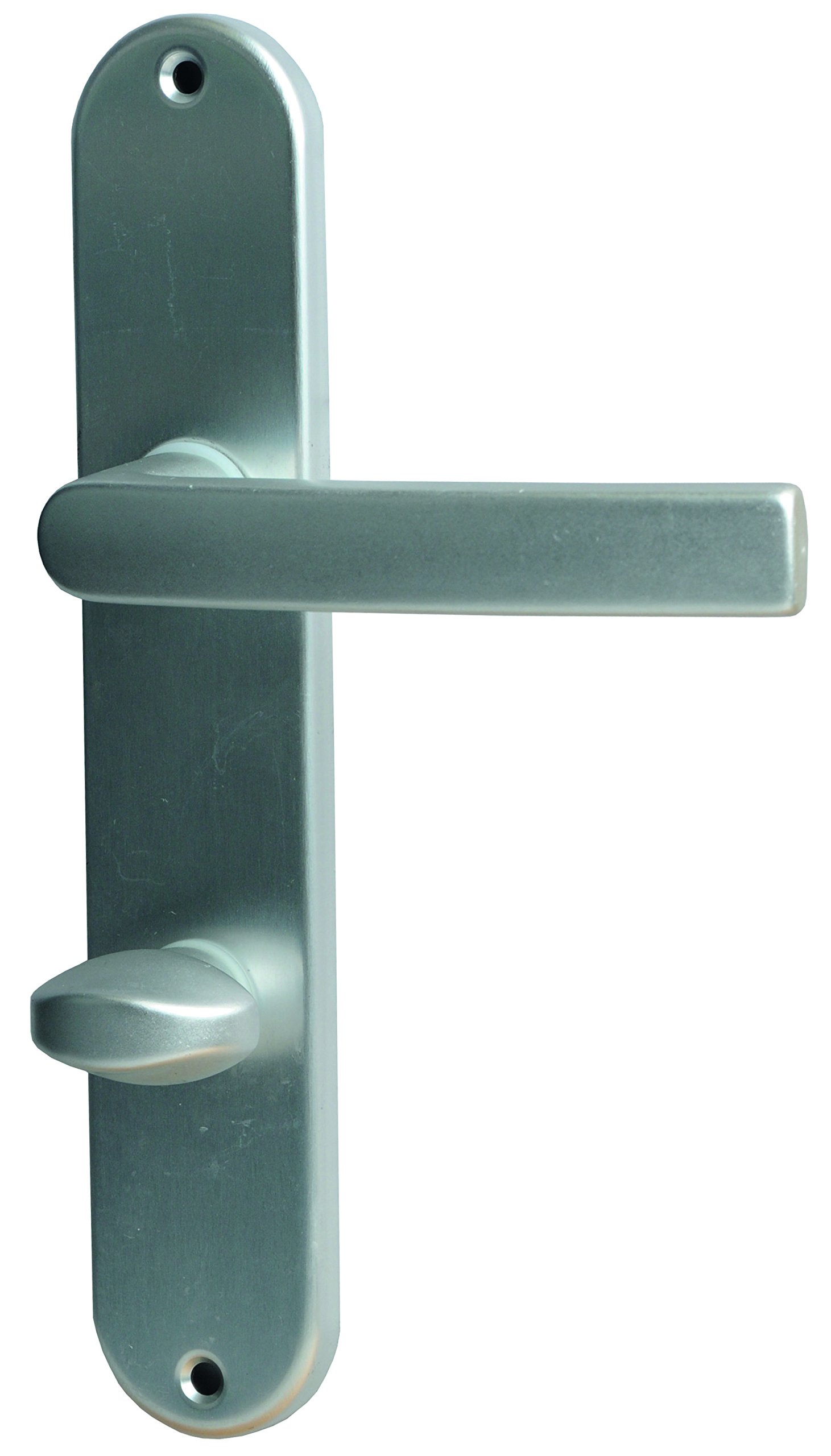 Poignée de porte de salle de bain Alpertec Vanda-LS en alu argenté 78mm