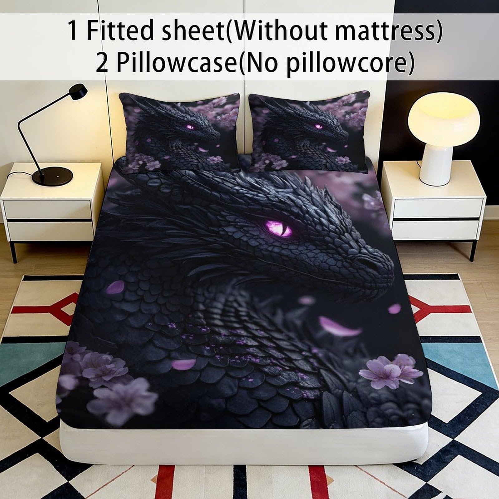 Lenzuolo con angoli, con stampa 3D, in microfibra, antiscivolo, per ospiti | morbido, coprimaterasso, facile da pulire, traspirante, lavabile in lavatrice, 180 x 200 x 25 cm