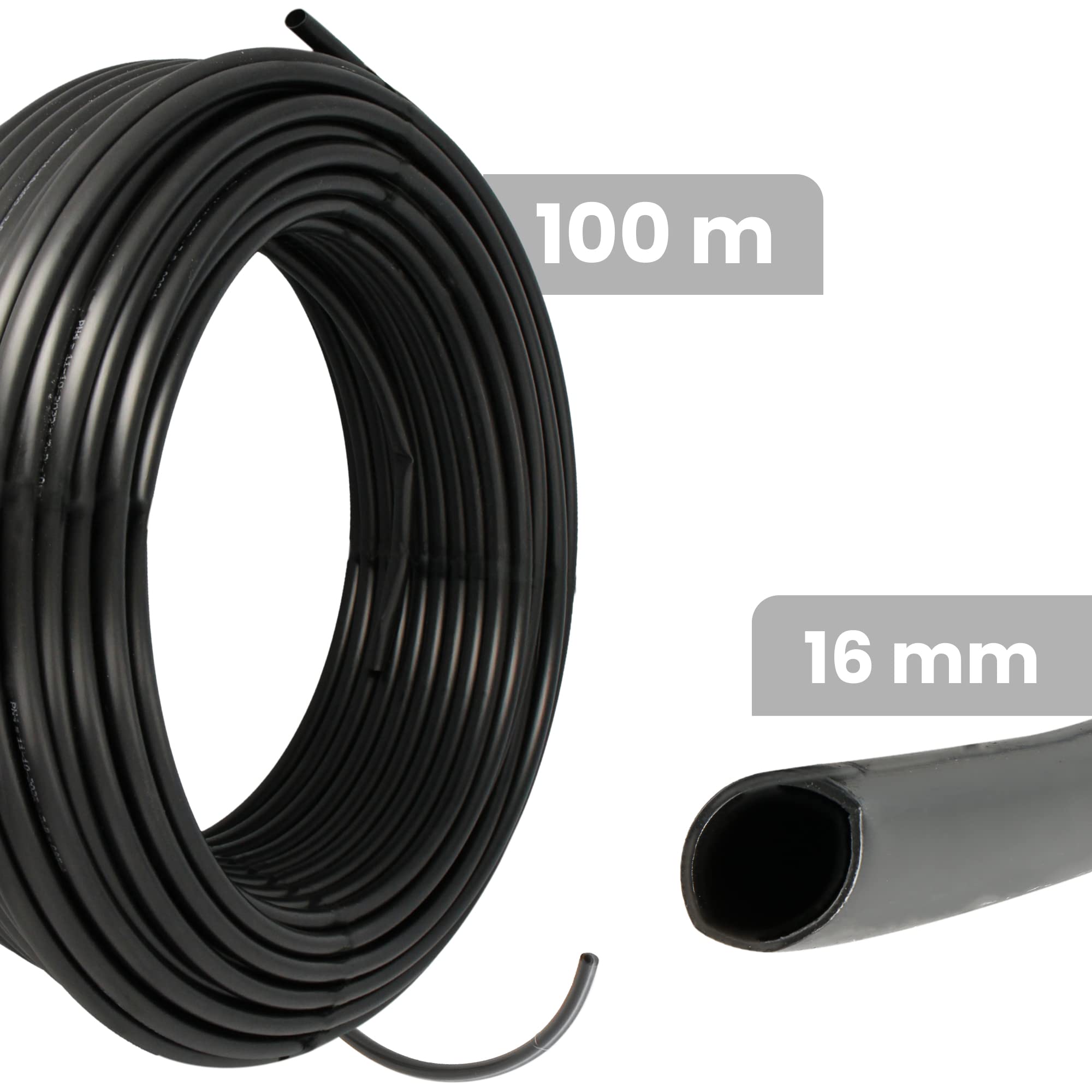 PE-Rohr für Bewässerung 16mm 100 m Verlegerohr Wasserleitung Versorgungsleitung Bewässerung Druckrohr Versorgungsleitung Pipeline Sprinklersystem UV-Beständig