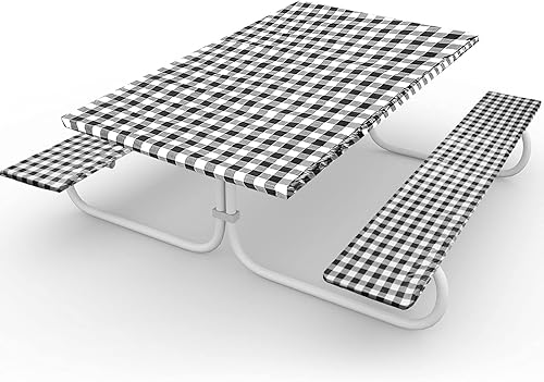 3 paquetes de fundas de vinilo a cuadros para mesa de picnic y banco para mesa de comedor de 72 x 30 pulgadas, cubierta de banco para picnic