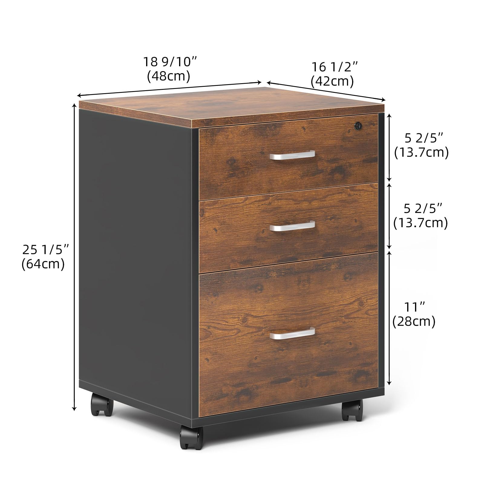 sogesfurniture Mobiletto portadocumenti, comodino, multiuso, con cassetti, cassettiera per soggiorno, marrone