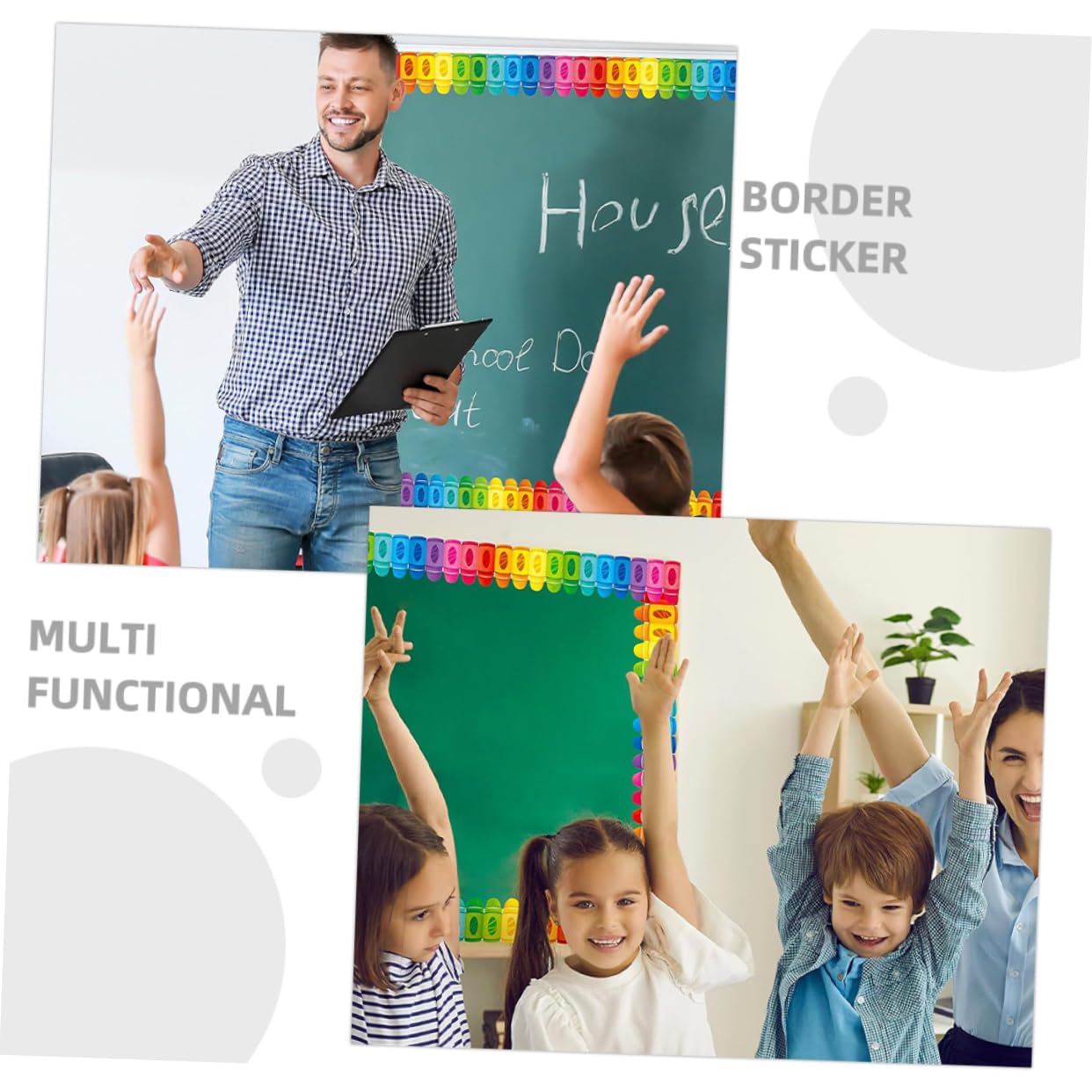 DOITOOL 5 Rollos Borde De Crayón Pegatinas Boletín Calcomanías Aula Educativo Escuela Pegatina De Borde Decoración Pizarra Infantil Pegatinas De Papel Estucado