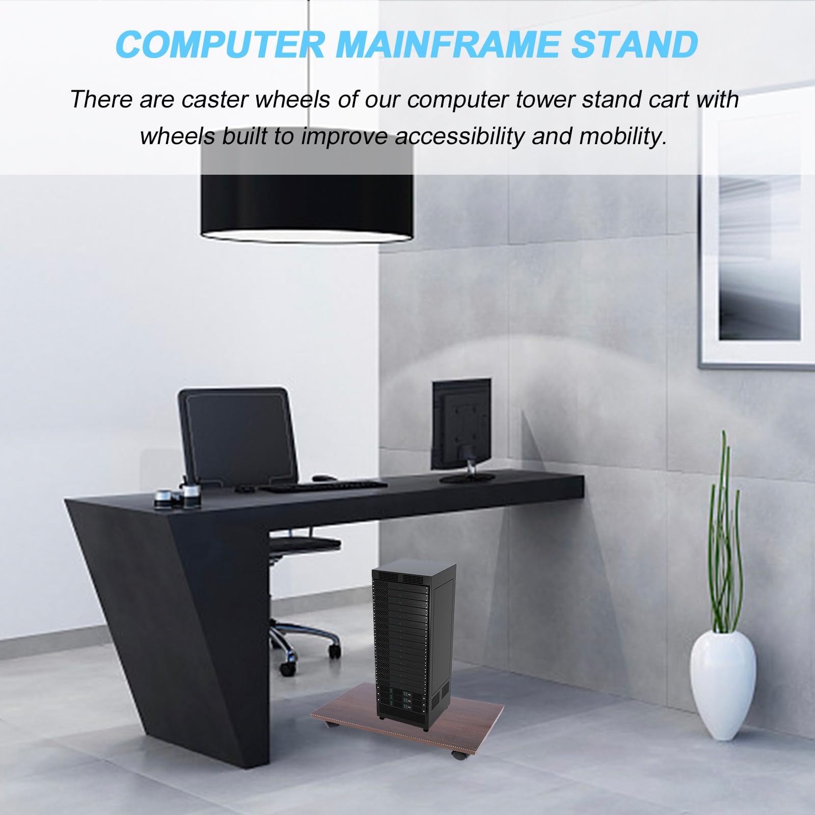 PACKOVE Soporte para CPU con Ruedas de Madera Abs Negro para Ordenador
