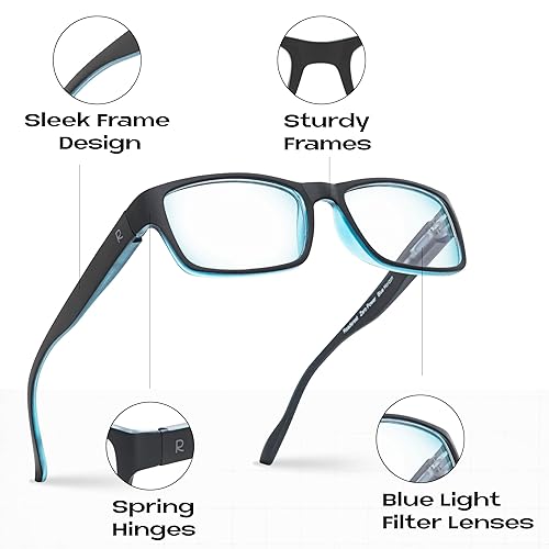 Miniatura 6 de Readerest - Lentes para lectura con bloqueo de luz azul, bisagras de resorte, protección UV