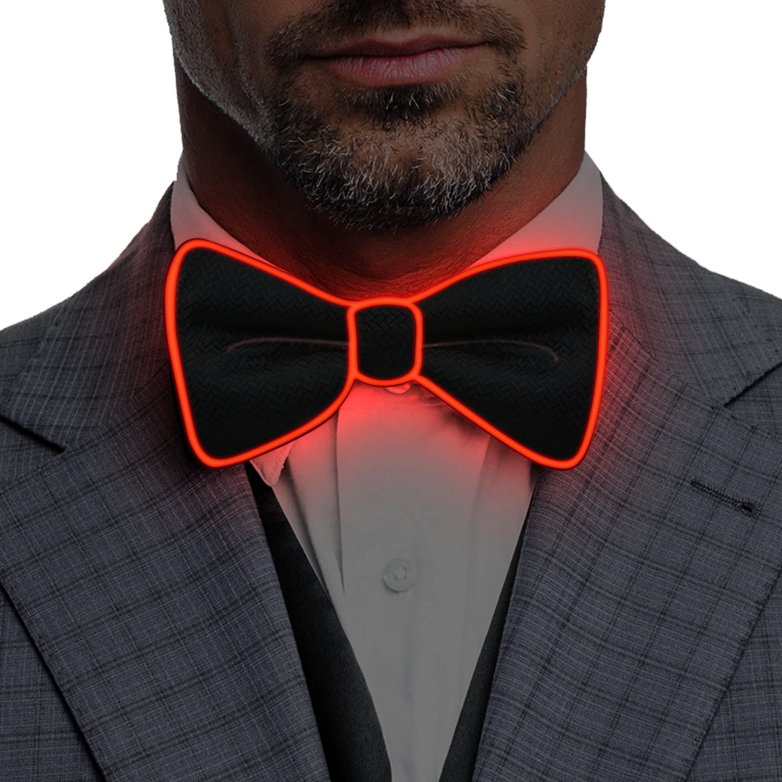 YUANZ 2 Pajarita LED Light Up Pajarita LED Pajarita Ajustable Light Up Pajarita, Novedad Pajarita Party Glowing LED Tie (Rojo)