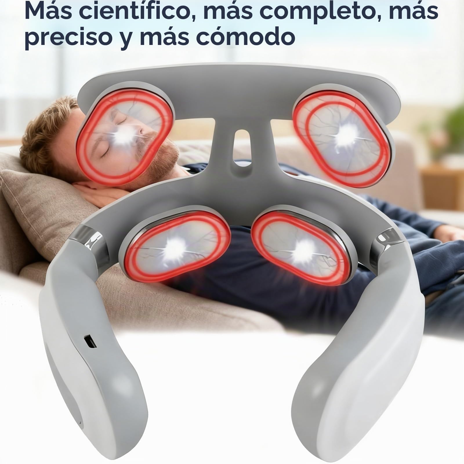 Masajeador cervical eléctrico de impulsos, 6 modos de masaje y calentamiento, 16 niveles de fuerza ajustables, masajeador de cuello portátil con control de voz para aliviar los dolores cervicales y la