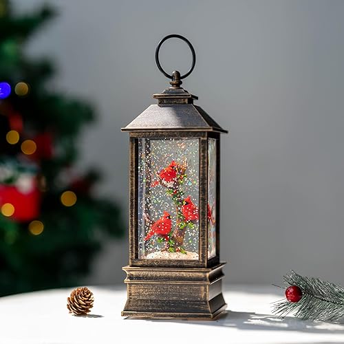 Vista 40 de Linterna de globo de nieve de Navidad, muñeco de nieve brillante con música, forro USB/funciona con pilas, linterna iluminada para decoración