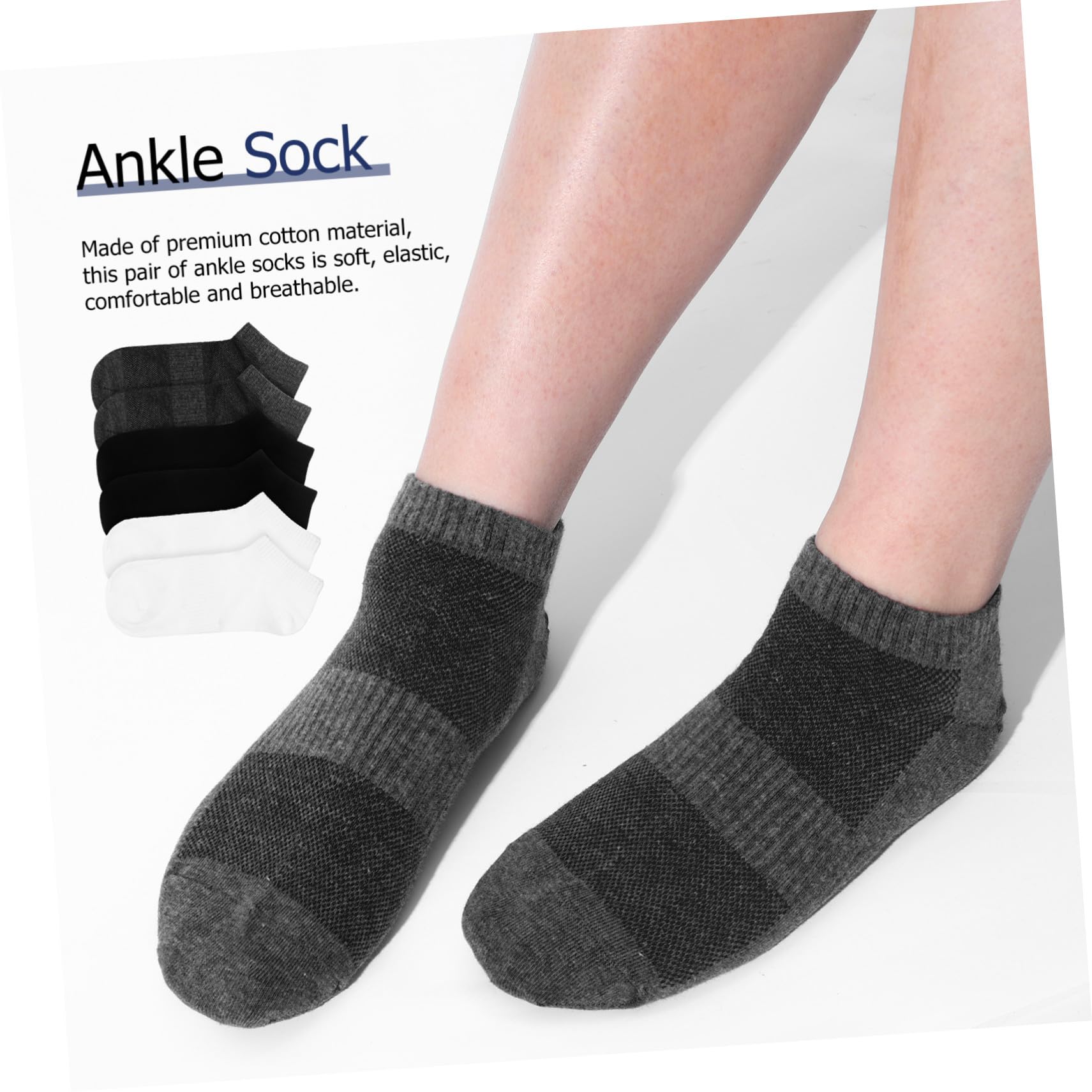 YARNOW 9paia Calzini Sportivi Uomo alla Caviglia in Cotone Calze Invisibili Corti per Running Escursionismo Ciclismo Assortiti Nero Bianco Grigio Scuro