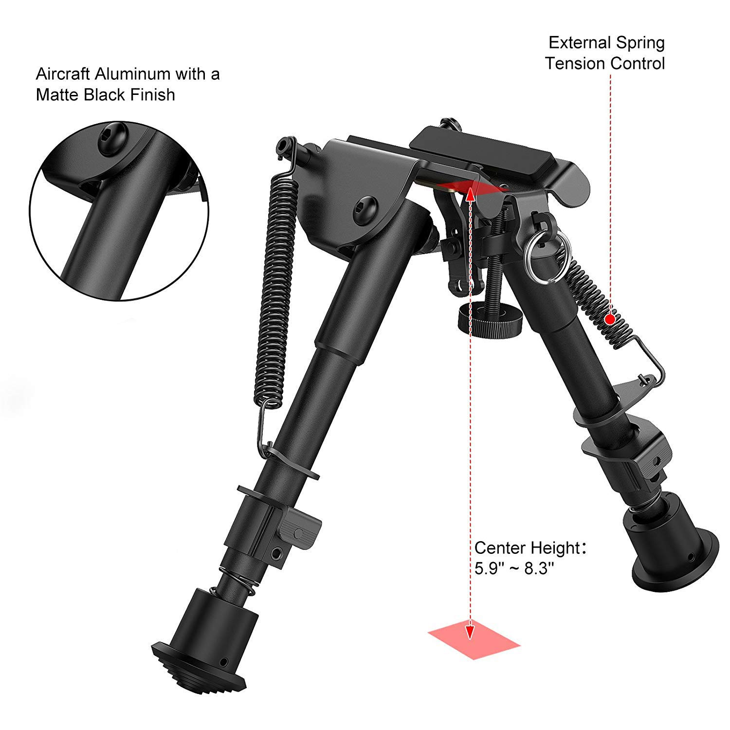 Feyachi Rifle Bipod 69 Inches Tactical Rifle Bipod Adjustable Height