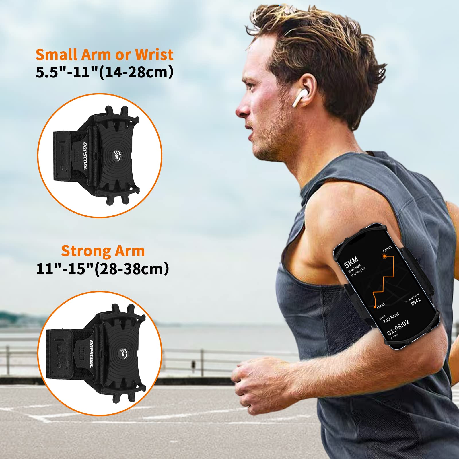 Bracelet Support Téléphone Poignet Rotatif 360° - Brassard Magnétique Sport Course Pêche