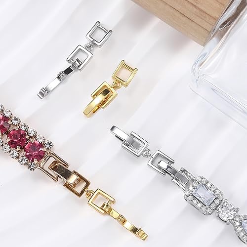 Miniatura 4 de 6 extensores de pulsera, cierres de joyería plegables para collar, extensión de correa de reloj para joyería, pulsera, collar, tobilleras, oro y