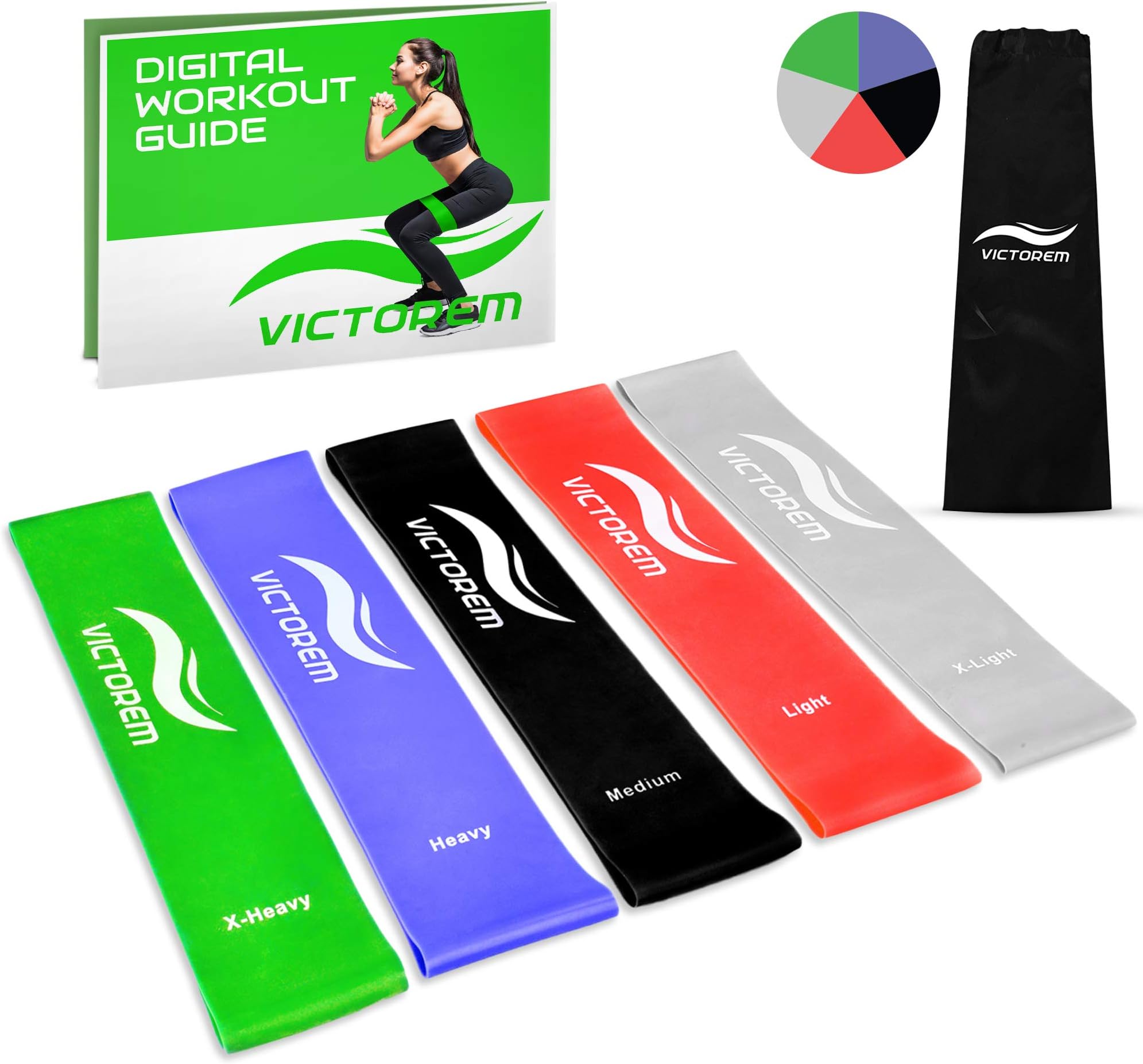 Victorem Mini Loop Resistance Bands - Exercise, Physical Fitness, Home Workout Training Set – for Crossfit, Exercise, Fitness
