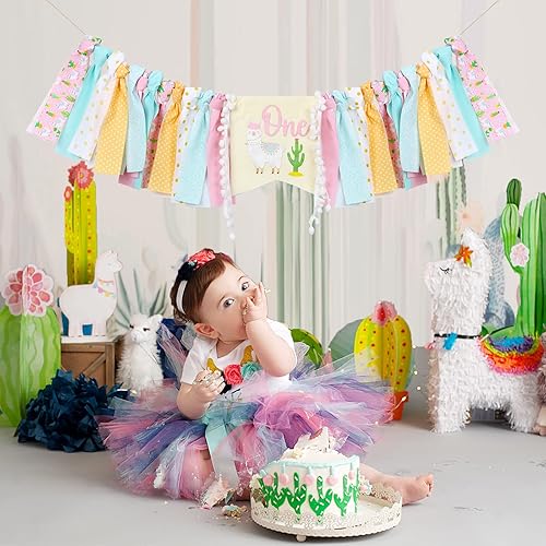 Miniatura 6 de Decoración de llama para el primer cumpleaños, para silla de bebé, cartel de primer cumpleaños para niña, decoración de fiesta de alpaca, decoración