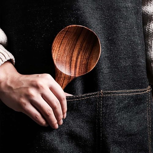 Miniatura 6 de Cuchara de arroz de madera natural, antiadherente, cuchara de arroz, cuchara de arroz, espátula de arroz para ensaladas de arroz y papa, 7 pulgadas