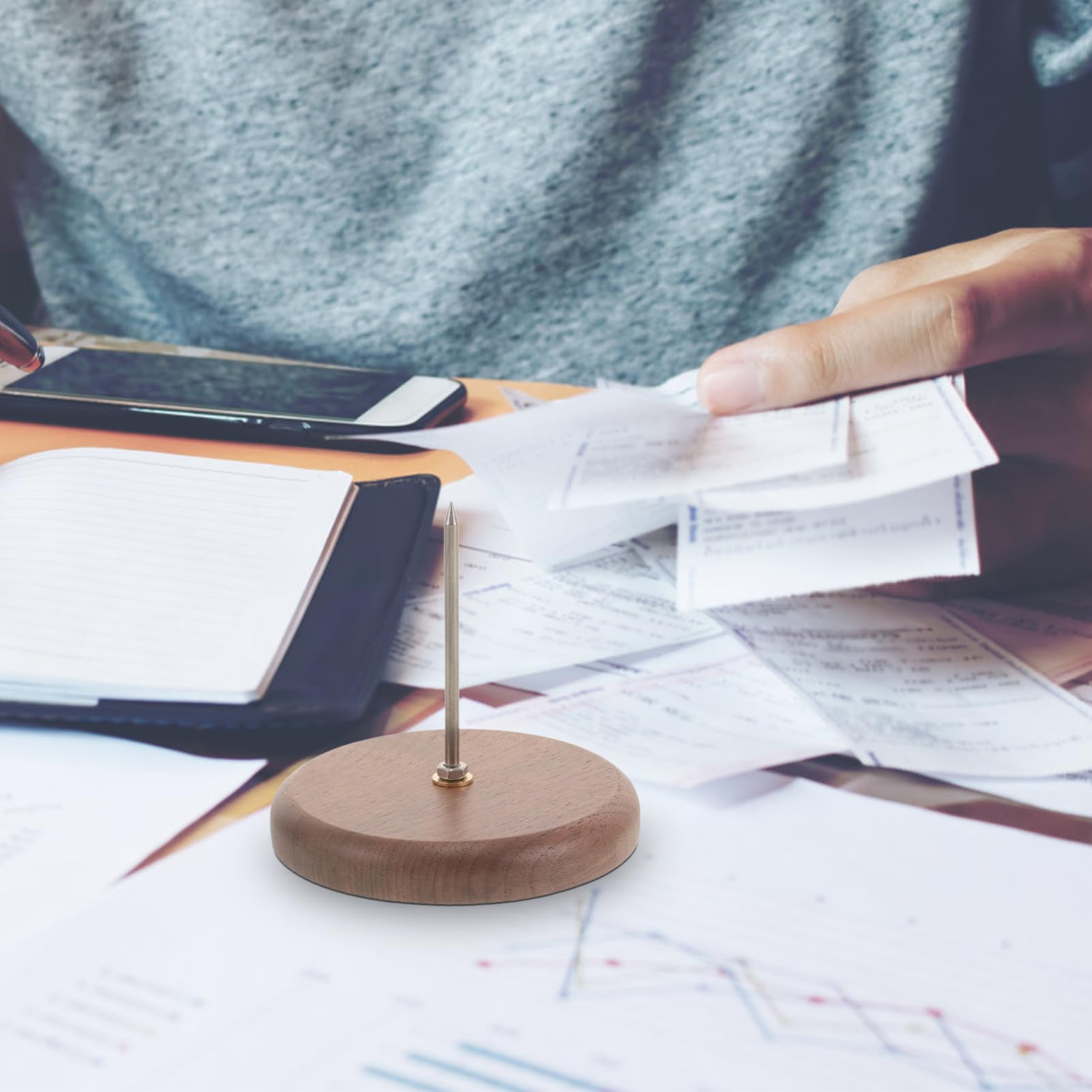 Operitacx 5pezzi Supporto Ricevute Di Noce Con Punta Organizzatore Per Controlli e Fatture Da Scrivania Per Uffici e Ristoranti Memorizzazione Efficiente Di Documenti