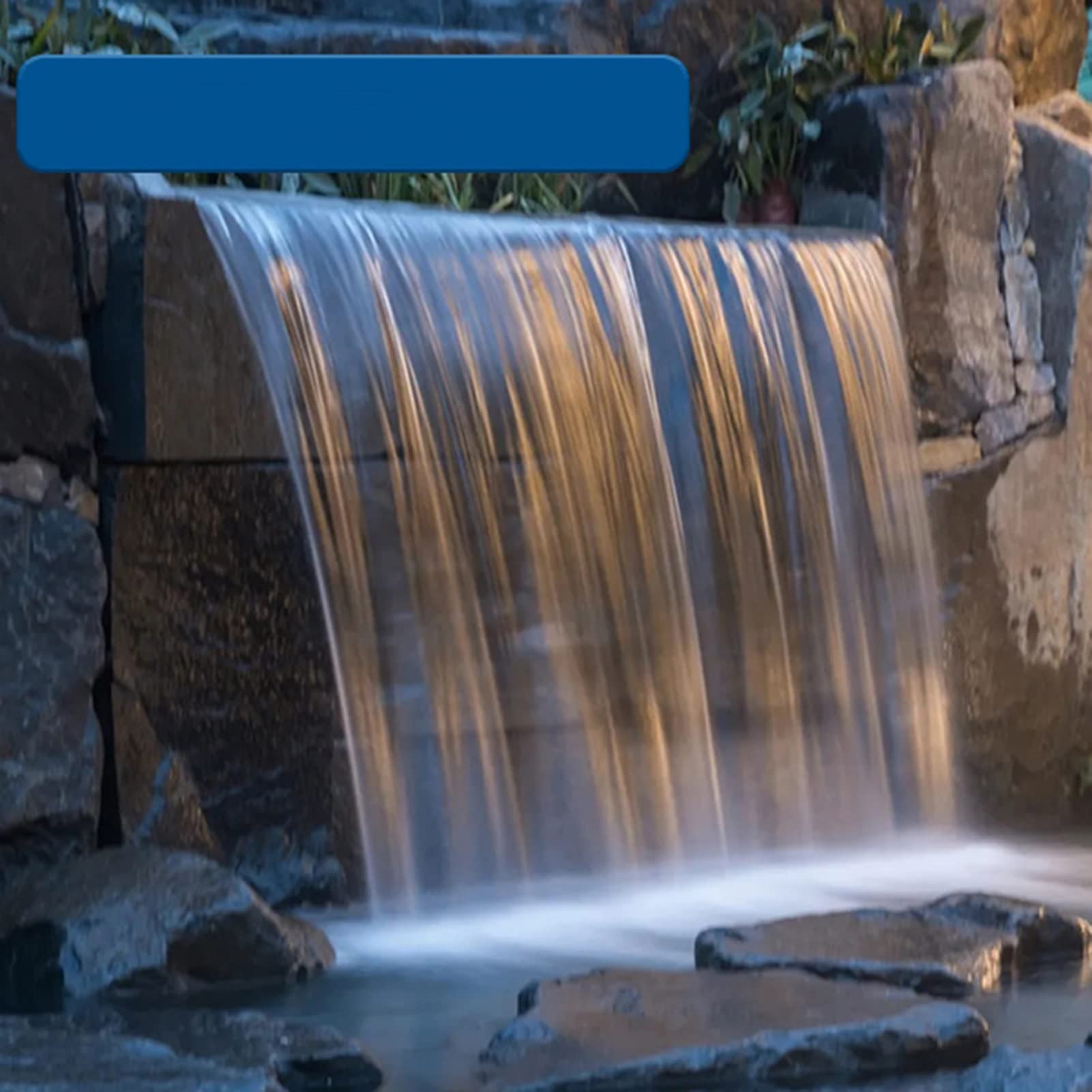 Fuente de cascada de acero inoxidable con luz LED para piscina y jardín, color amarillo, 60 cm