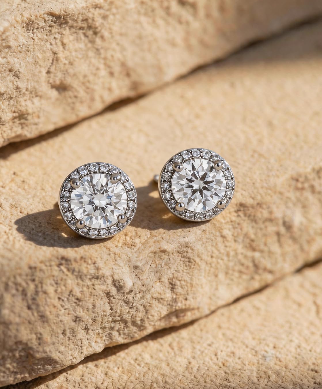 XYJZXY Moissanite Stud Earrings for Men Women, 14K Gold Plated Halo Earrings, D Color VVS1 Hypoallergenic Dainty Moissanite Jewelry for Sensitive Ears