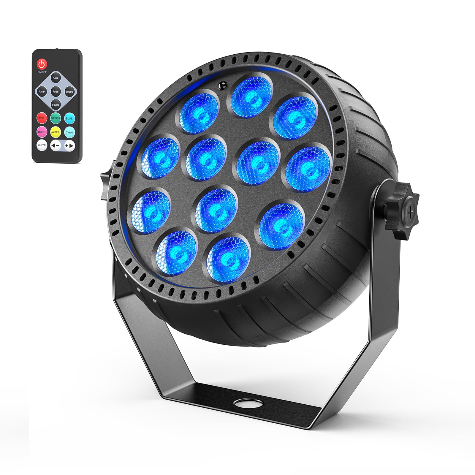 Rechargeable Stage Lights, 2200mAh Battery Powered LED Par Lights with Remote & Sound Activated, 12 RGB Portable Uplights for Events Wedding Party Club Concert Indoor 1Pack