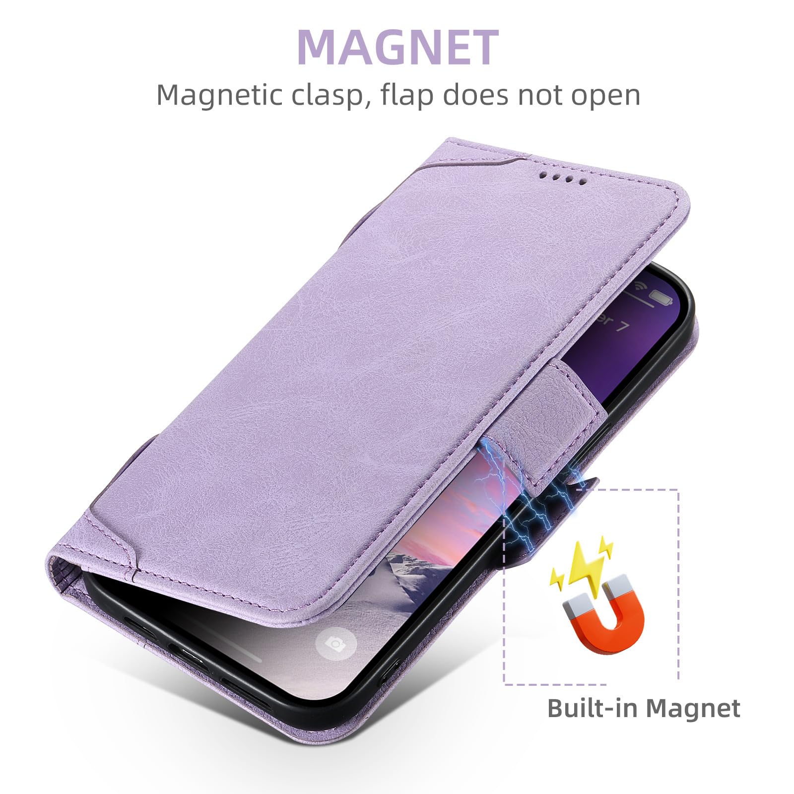 HAMEXLN Pelle Custodia per iPhone 16 PRO Max/16 Pro/16 Plus/16, Magnetica Ricarica Wireless Cover con Funzione Supporto Anti-Impronte Caso,Blu,16 Plus