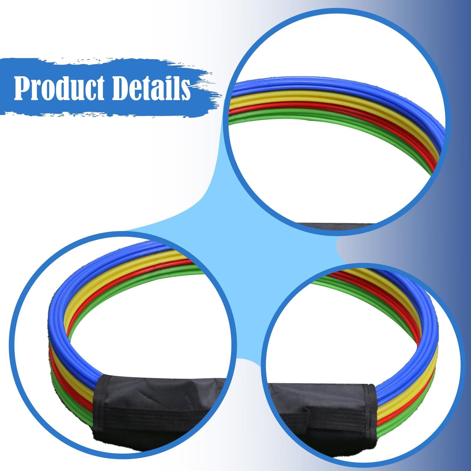 Lot de 12 Anneaux D'agilité, Anneaux de, Cerceaux de Saut Polyvalents, Cercle d'exercice pour Jeux, Exercices, Football, Sports et Gym