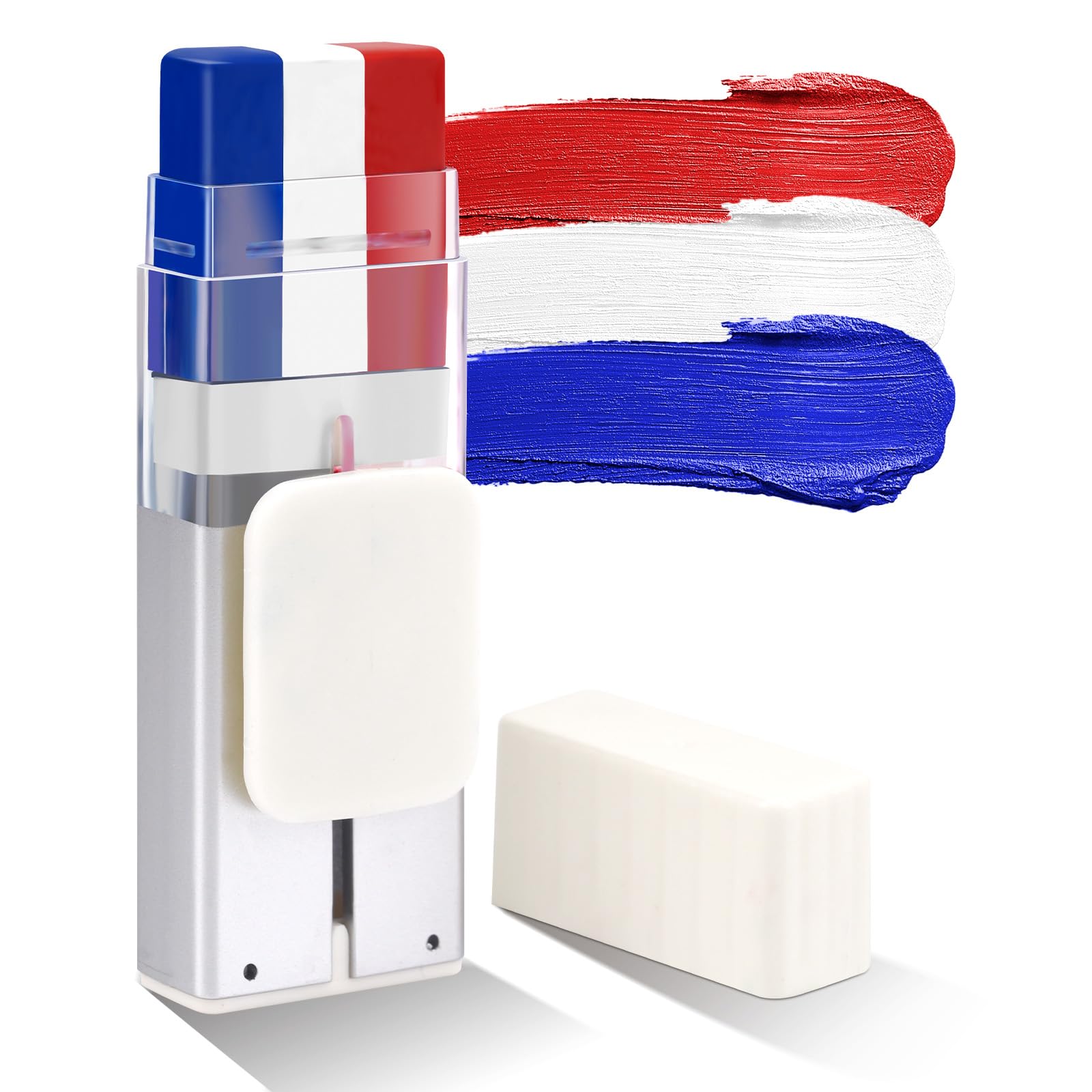 Red White And Blue Face Body Paint Stick【Bright Color】【Skin-friendly】【Long Lasting】eye black baseball Red White And Blue Accessories For World Cup 2026/4th of july Accessories, 1PC Red White Blue X1