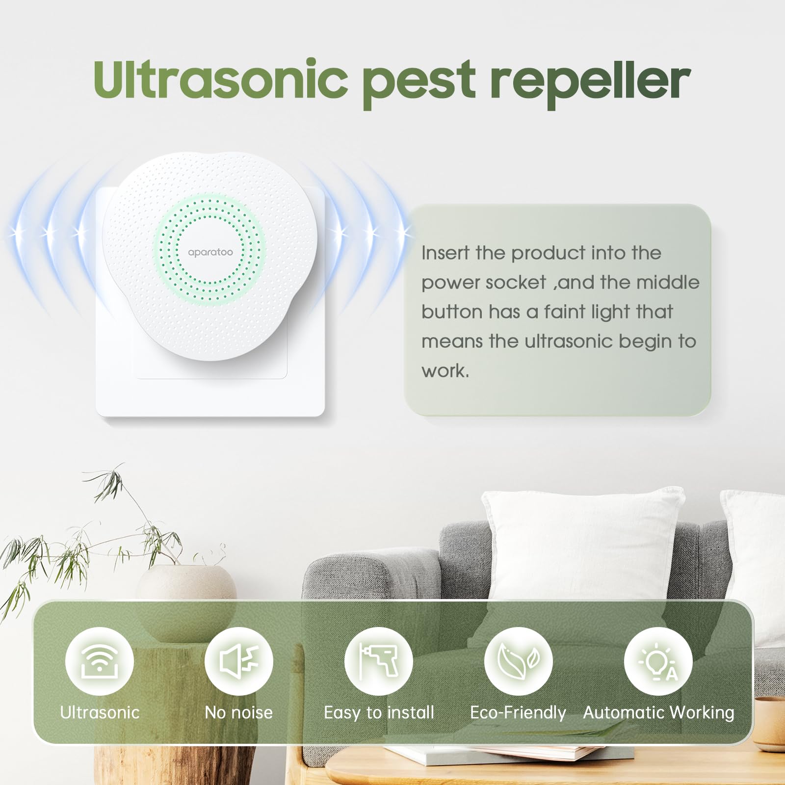 Mückenlampe, Insektenvernichter Elektrischer, 4 Stück Mückenschutz UV Mosquito Killer Ultraschall Schädlingsbekämpfer, Ultraschall für Mäuse Pest Control Repeller für Mücken,Kakerlaken,Motte,Ratten