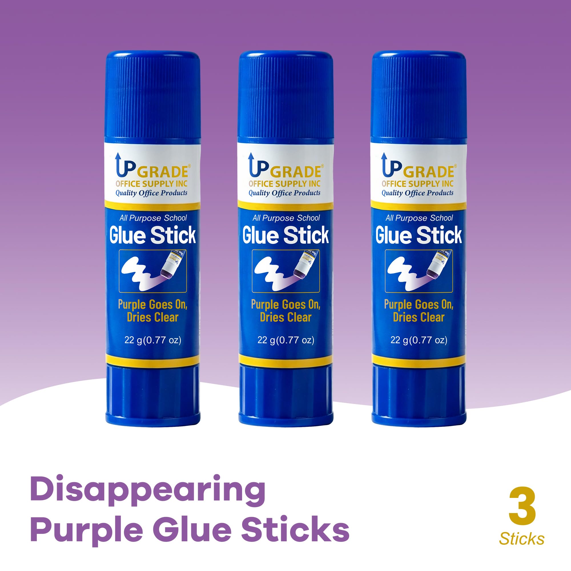 Purple Glue Sticks - 3 Count, Clear Drying -2