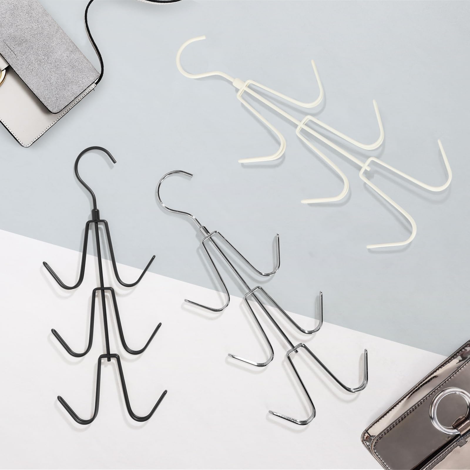 TOPIA HANGER CT37C-NH - Organizador de bolso para armario, paquete de 2 soportes para bolsas colgantes, plateado, CT37C-NH